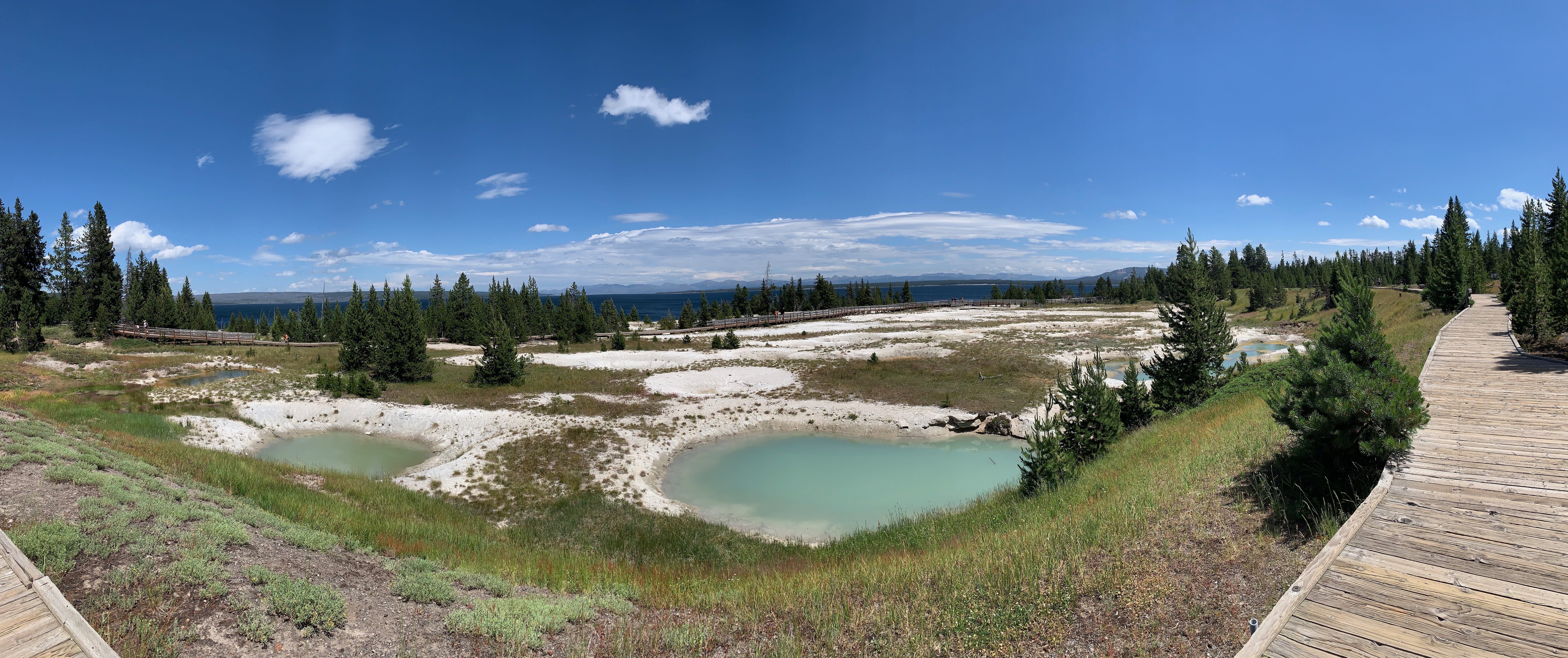 Yellowstone geothermal pools panoramic